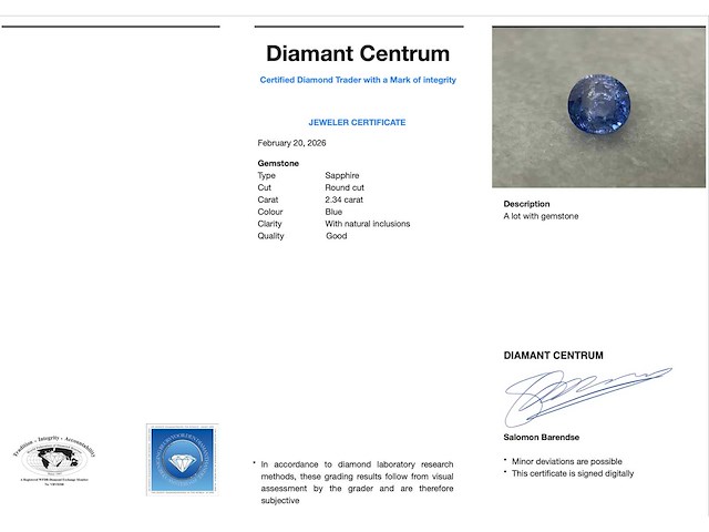 Saffier 2.34 carat natuurlijke saffier - afbeelding 3 van  5