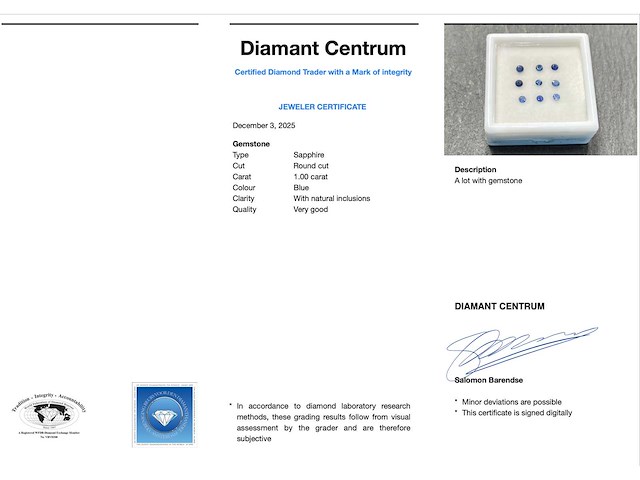 Saffier mooie rond geslepen natuurlijke saffieren hoge kwaliteit 1.00 carat - afbeelding 1 van  1