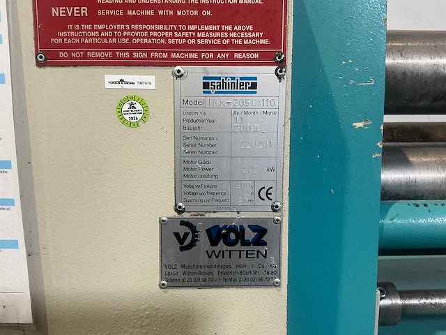 Sahinler - irm 2050-110 - roll bending machine - 2003 - afbeelding 10 van  10