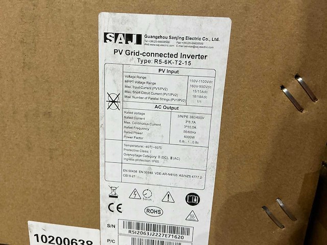 Saj r5-6k-t2-15 6kw omvormer - afbeelding 5 van  5