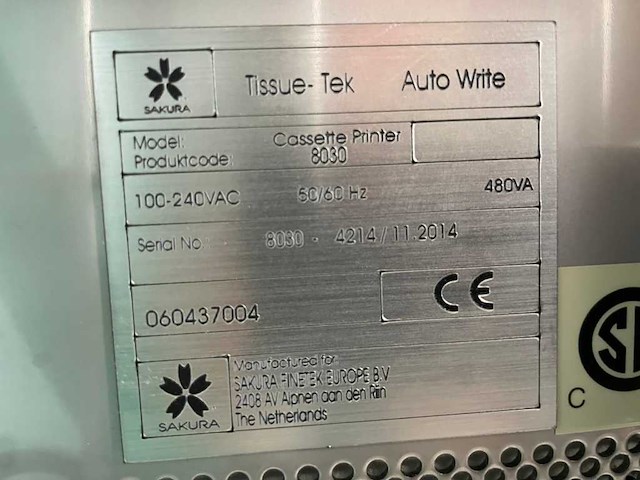 Sakura - tissue-tek auto write - labelcassetteprinter (3x) - afbeelding 10 van  10