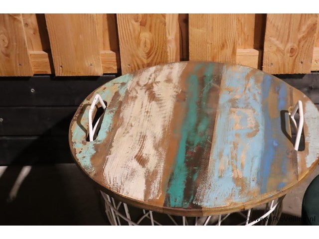 Salontafel - 60x60x44cm & poef - ø 39cm x 40cm (h) - afbeelding 2 van  4