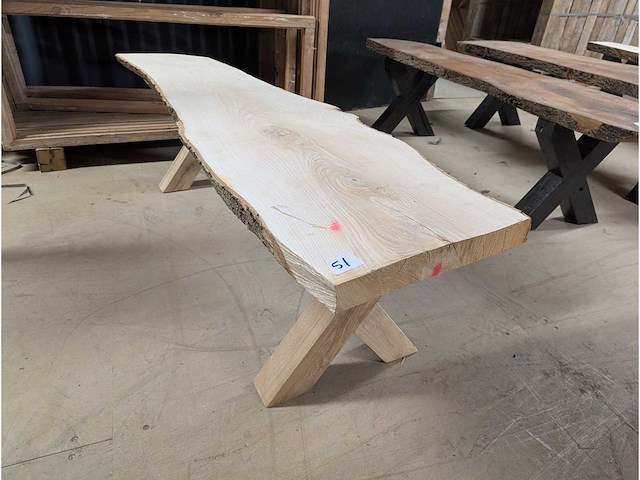 Salontafel boomstam model eiken 165x50cm - afbeelding 1 van  2