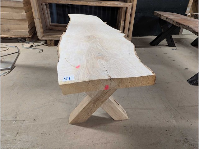 Salontafel boomstam model eiken 165x50cm - afbeelding 2 van  2