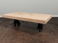 Salontafel eiken visgraat blad 140 x 70 cm - afbeelding 4 van  4