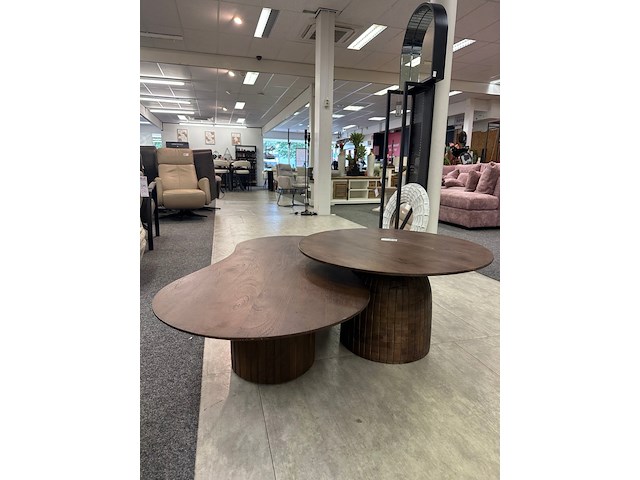 Salontafel eleonora rond en organisch set van 2, mango, japandi stijl - afbeelding 1 van  6