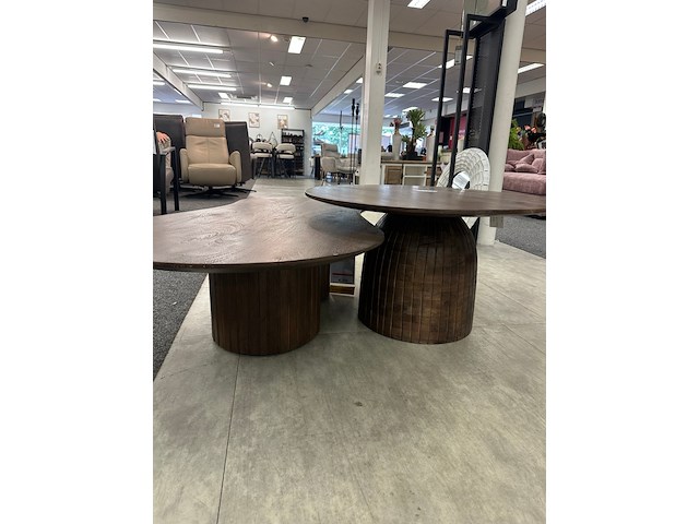 Salontafel eleonora rond en organisch set van 2, mango, japandi stijl - afbeelding 2 van  6