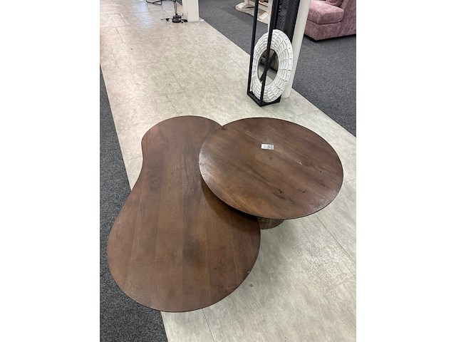 Salontafel eleonora rond en organisch set van 2, mango, japandi stijl - afbeelding 3 van  6
