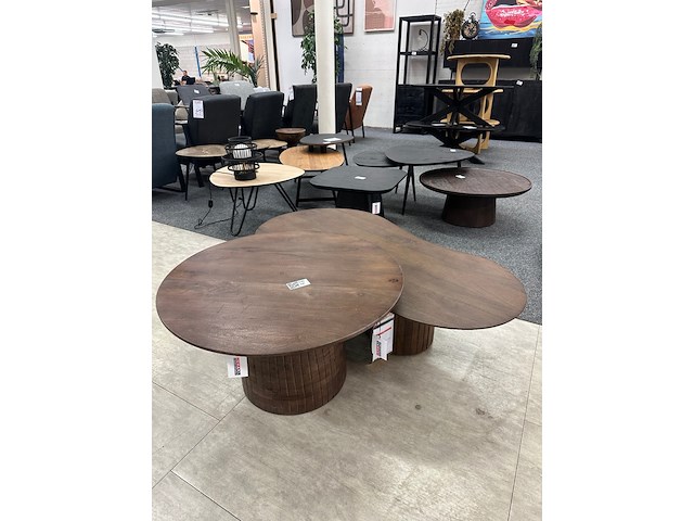 Salontafel eleonora rond en organisch set van 2, mango, japandi stijl - afbeelding 4 van  6