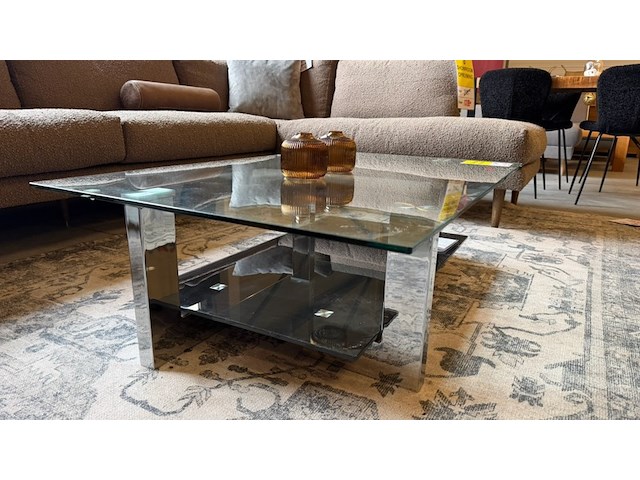 Salontafel, glas,zwart, 118x78 cm - afbeelding 1 van  2