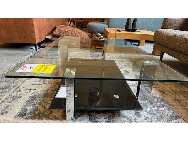 Salontafel, glas,zwart, 118x78 cm - afbeelding 2 van  2
