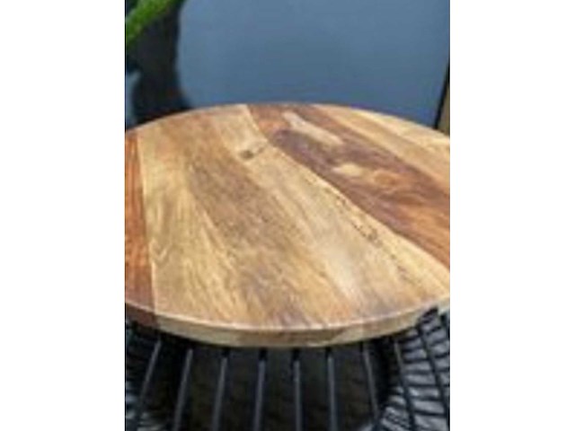 Salontafel mango hout met draadstaal, doorsnee 60 cm - afbeelding 2 van  3