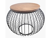 Salontafel mango hout met draadstaal, doorsnee 60 cm - afbeelding 1 van  3