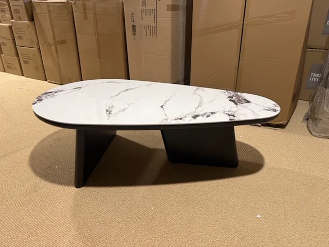 Salontafel marmer ovaal 130 x 70 x 40 label51, cryolite - afbeelding 1 van  8