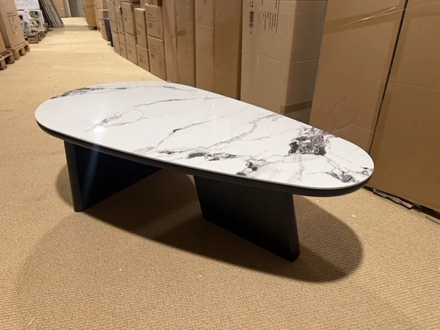 Salontafel marmer ovaal 130 x 70 x 40 label51, cryolite - afbeelding 2 van  8