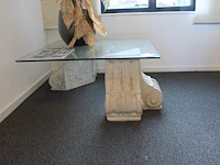 Salontafel met glazen blad. afmeting 90 x 90 x 39 cm. - afbeelding 2 van  2