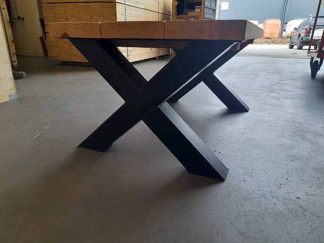 Salontafel met stalen x-poten, 60 x 100 cm - afbeelding 5 van  5