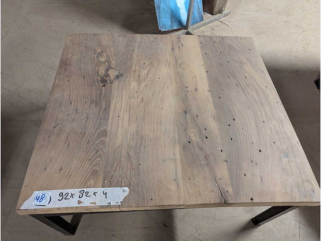 Salontafel oud eiken 92x82cm - afbeelding 2 van  2