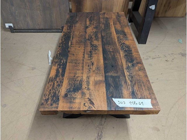 Salontafel rustiek eiken 120 x 60 x 45cm - afbeelding 3 van  3