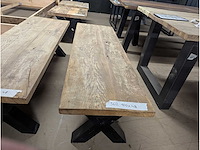 Salontafel rustiek eiken 150 x 50 x 45cm. metaal x onderstel - afbeelding 3 van  3