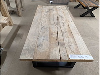 Salontafel rustiek eiken 160 x 73 x 45cm metalen onderstel - afbeelding 3 van  3