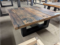 Salontafel rustiek eiken. 97 x 97 x 45cm. houten u onderstel - afbeelding 1 van  3