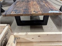 Salontafel rustiek eiken. 97 x 97 x 45cm. houten u onderstel - afbeelding 2 van  3