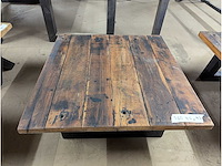 Salontafel rustiek eiken. 97 x 97 x 45cm. houten u onderstel - afbeelding 3 van  3