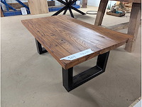 Salontafel rustiek iepenhout. 112 x 70 x 45cm metalen u onderstel - afbeelding 1 van  3