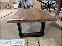 Salontafel rustiek iepenhout. 112 x 70 x 45cm metalen u onderstel - afbeelding 2 van  3