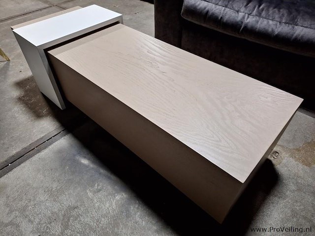 Salontafel set- rechthoekig basisdeel en een verschuifbare u-vormige bijzettafel - afbeelding 2 van  4
