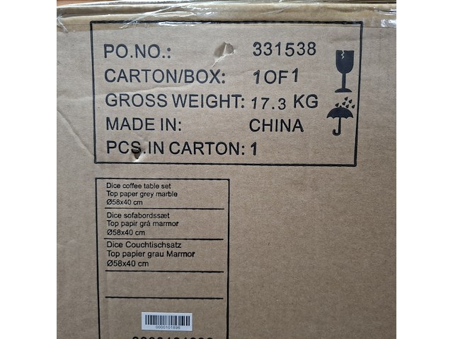 Salontafel set, actona, dice coffee table set, top paper grey marble - afbeelding 6 van  6