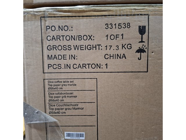 Salontafel set, actona, dice coffee table set, top paper grey marble - afbeelding 6 van  6