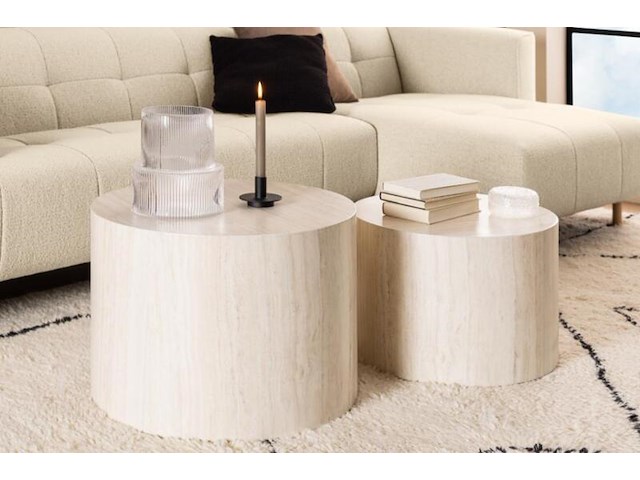 Salontafel set, actona, dice coffee table set, top paper travertine - afbeelding 4 van  8