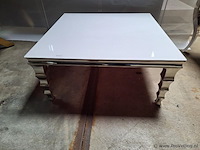 Salontafel, vierkant barok model, v.v. glazen blad en verchroomd stalen onderstel - afbeelding 1 van  4