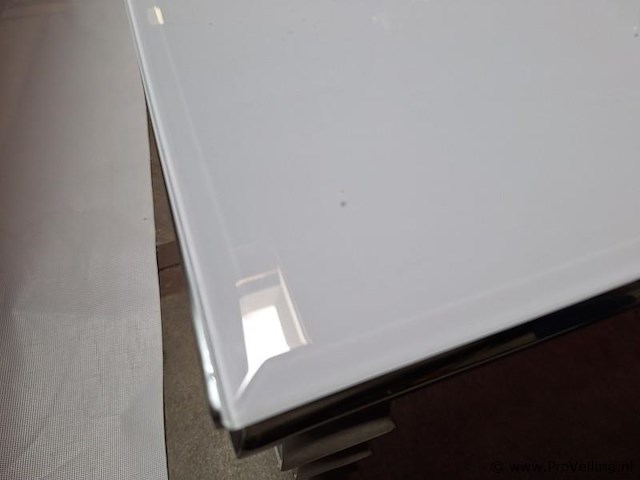 Salontafel, vierkant barok model, v.v. glazen blad en verchroomd stalen onderstel - afbeelding 4 van  4