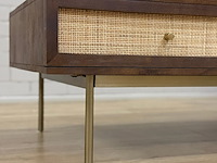 Salontafel, walnoot, mangohout + rattan - afbeelding 3 van  4
