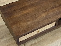 Salontafel, walnoot, mangohout + rattan - afbeelding 4 van  4