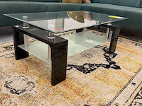 Salontafel, zwartglas, 100x60x38 cm