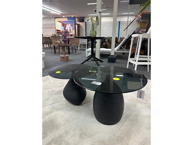 Salontafelset van 2 glas, zwart - afbeelding 2 van  4