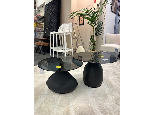 Salontafelset van 2 glas, zwart - afbeelding 3 van  4