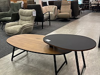 Salontafelset van 2 hpl, hpl, zwart en eiken look - afbeelding 1 van  5