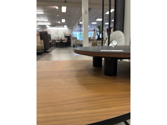 Salontafelset van 2 hpl, hpl, zwart en eiken look - afbeelding 4 van  5