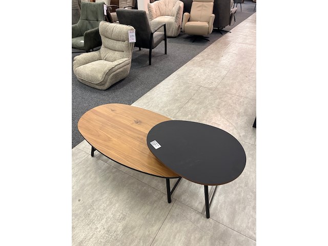 Salontafelset van 2 hpl, hpl, zwart en eiken look - afbeelding 5 van  5
