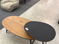 Salontafelset van 2 hpl, hpl, zwart en eiken look - afbeelding 5 van  5