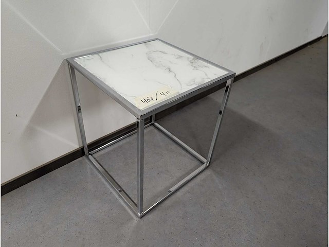 Salontafeltje marmer look 40 x 40 x 45cm - afbeelding 1 van  3