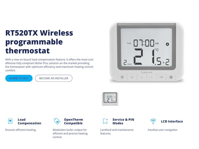 Salus wbrt520tx+ draadloos programmeerbare thermostaat 868mhz (10x) - afbeelding 2 van  6