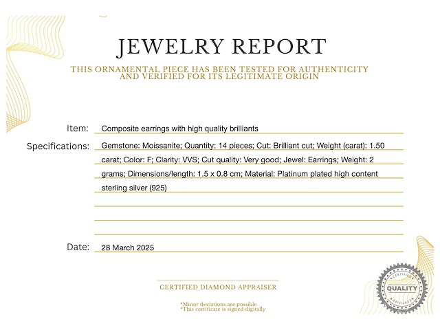 Samengestelde oorbellen met briljante van hoge kwaliteit - afbeelding 3 van  7