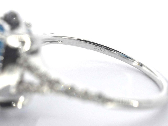 Samengestelde ring met een grote tanzaniet, emeralds en natuurlijke diamanten - afbeelding 7 van  10