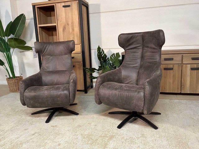 Samson draaibare leren relax fauteuil - afbeelding 7 van  9
